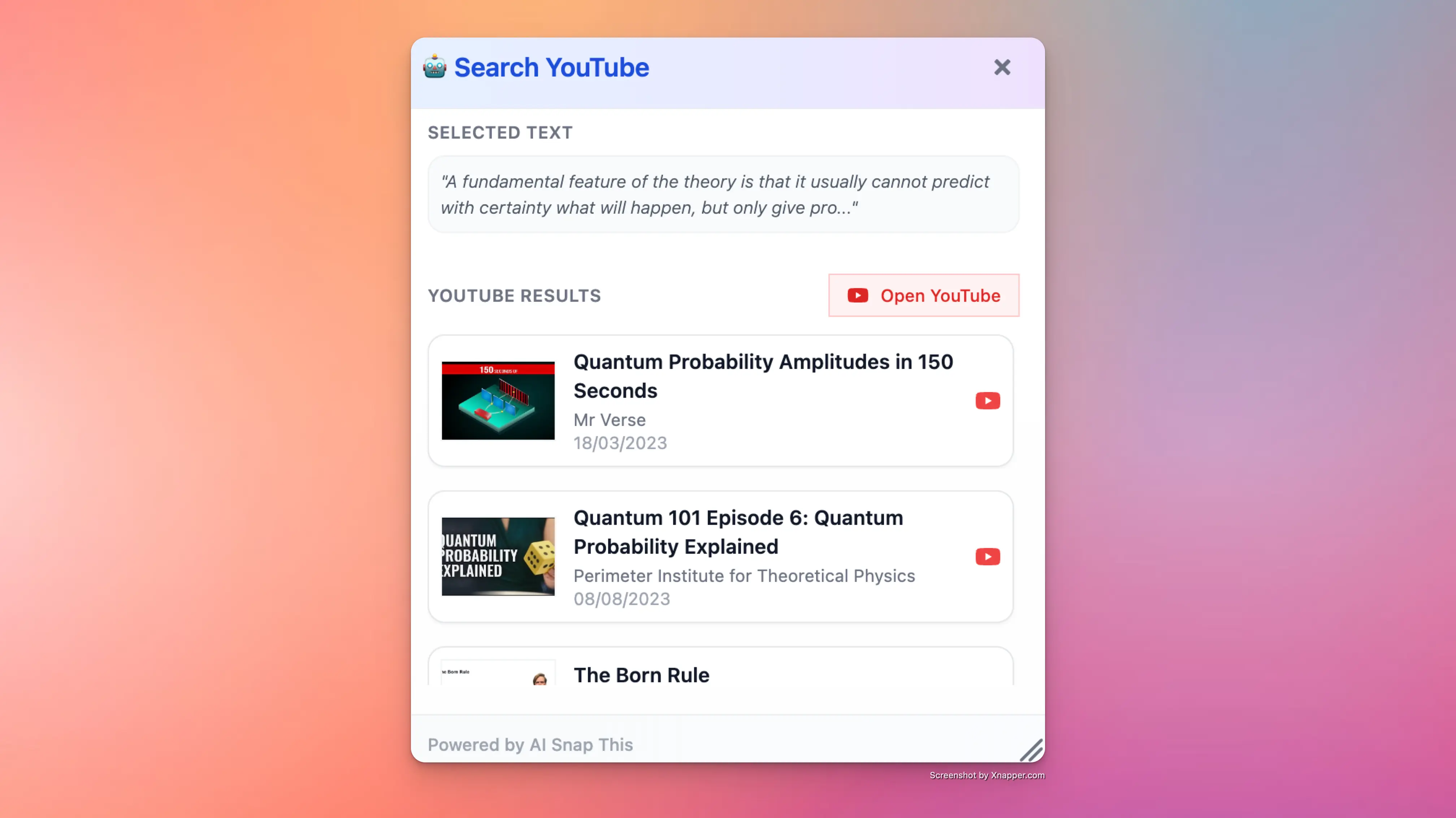 Quick Search Options in action