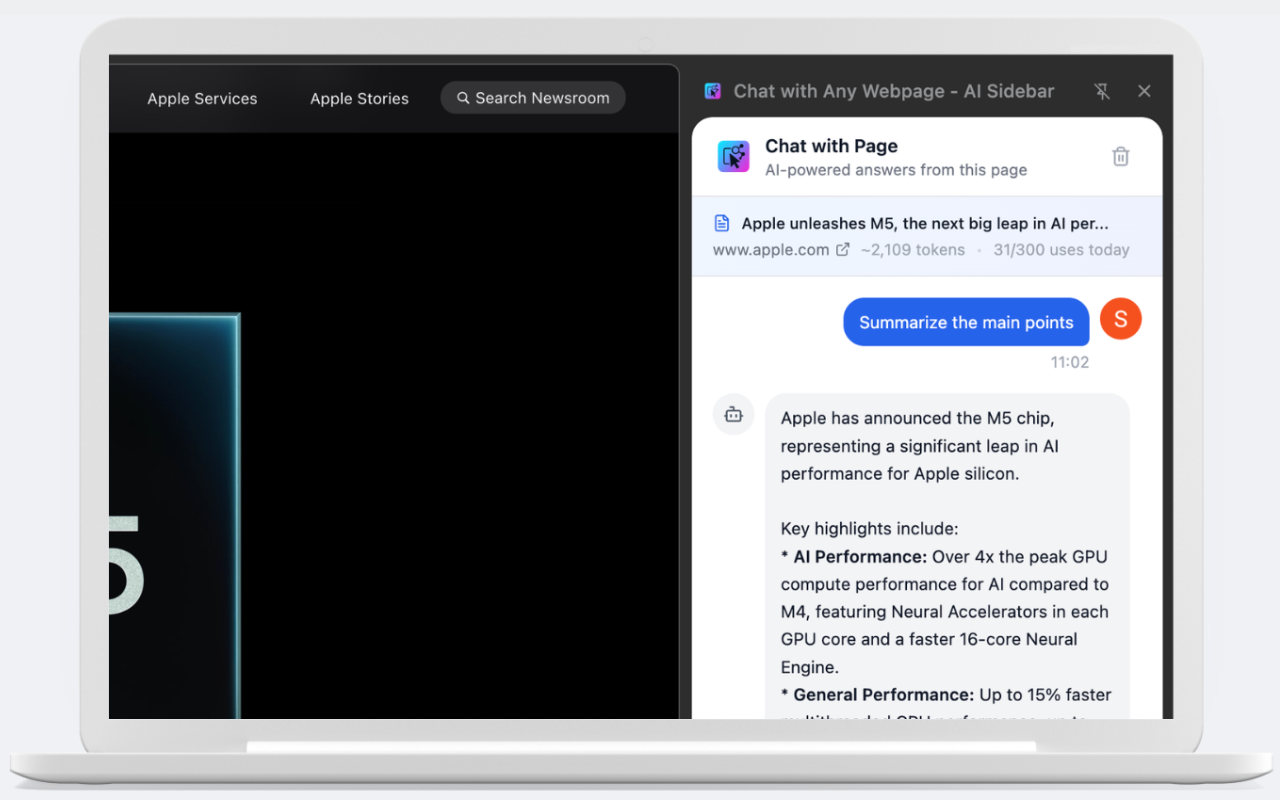 AI Sidebar Chat - Chat with any webpage using AI